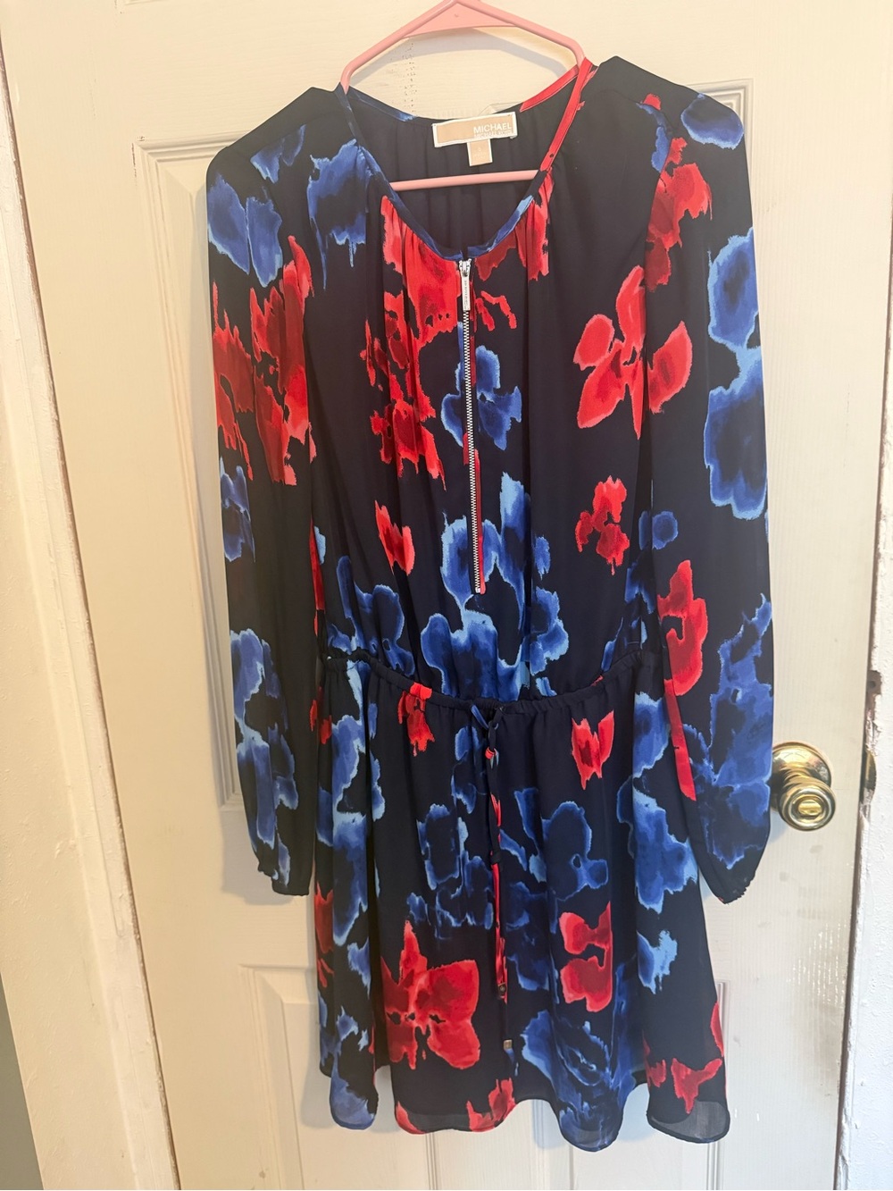 MICHAEL Michael Kors Navy Dress with Red & Blue Floral Print